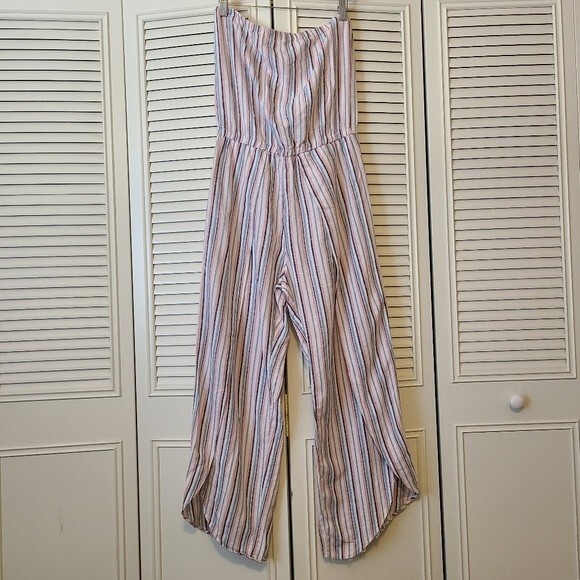 Anthropologie DREW linen strapless linen romper jumpsuit size M - Picture 2 of 7